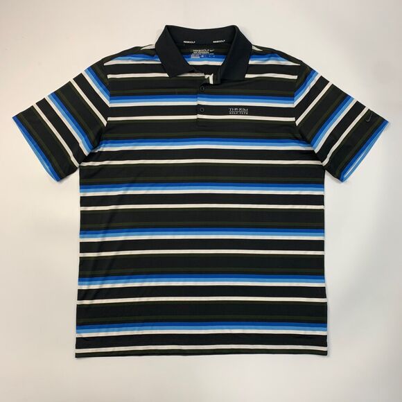 Nike Golf Shirt Mens Extra Large Black Mobility Stripe Dri Fit Tour Performance - Picture 2 of 11